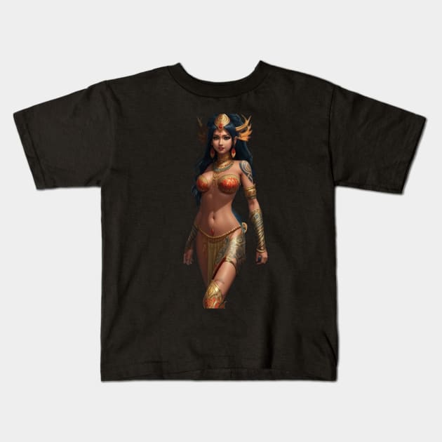 Lady Dragon Warrior Kids T-Shirt by MGRCLimon